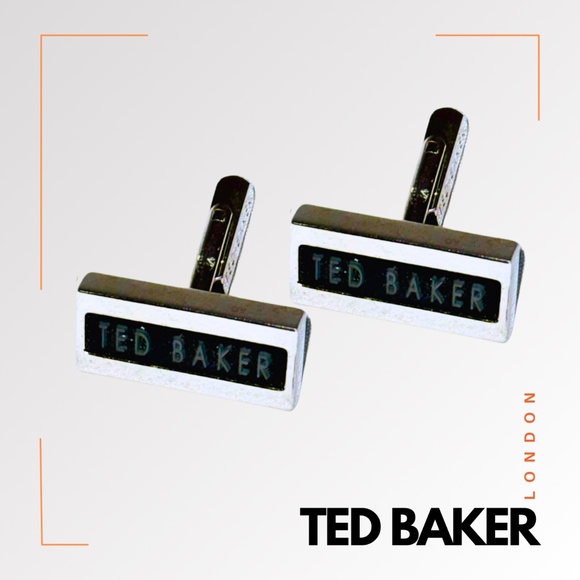 TED BAKER Men's Silver & Black Logo Cufflinks - Picture 7 of 7